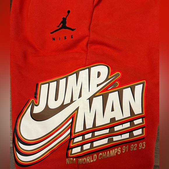 Rare Vintage 90s Air Jordan Vintage Sweatpants Joggers NBA World Champs Orange - Picture 9 of 11